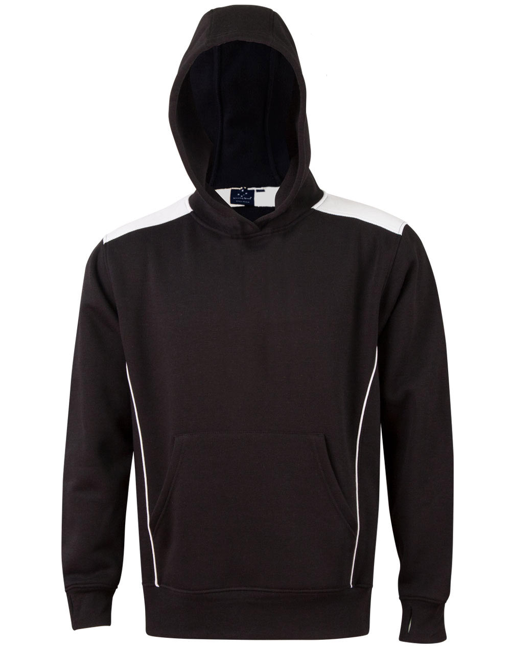 Kids' Kangaroo Pocket Contrast Hoodie - FL19K - Black / White