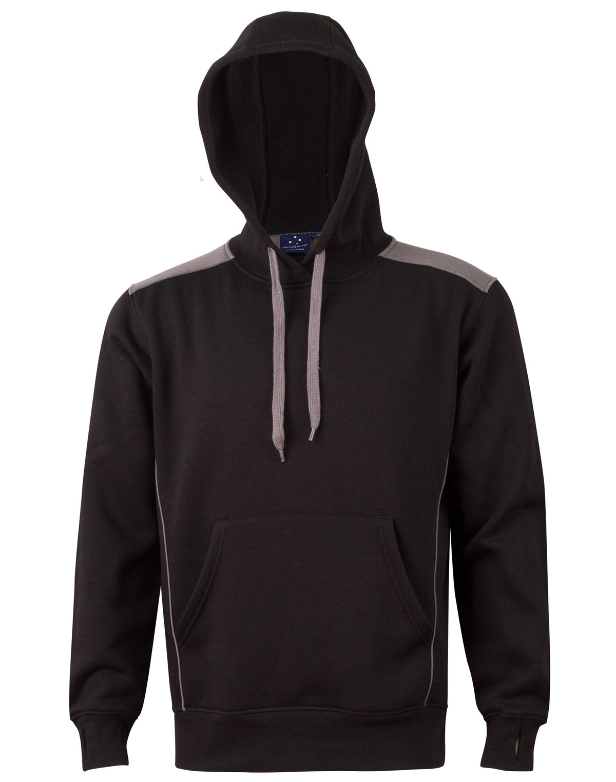 Adult's Kangaroo Pocket Contrast Hoodie - FL19 - Black / Ash
