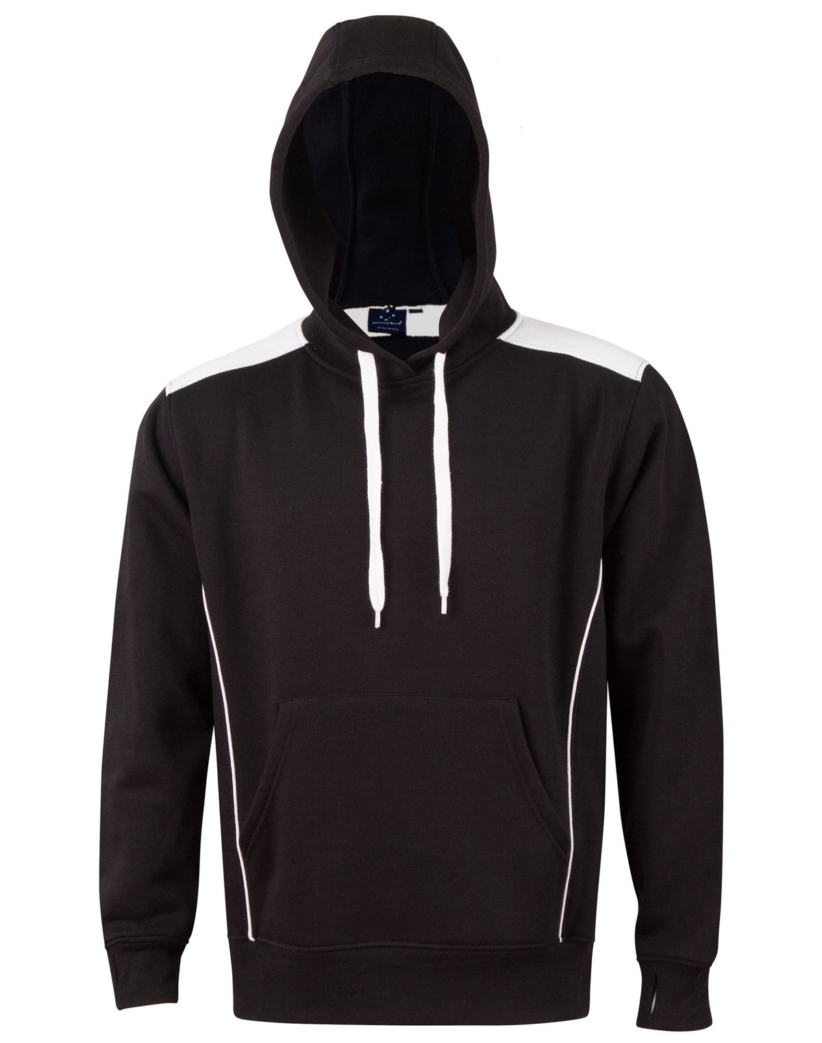 Adult's Kangaroo Pocket Contrast Hoodie - FL19 - Black / White