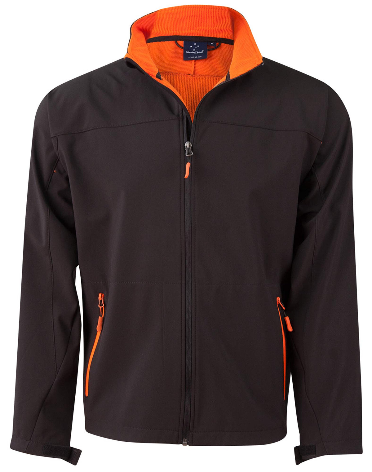 Men's Softshell Contrast Jacket - JK15 - Black / Orange
