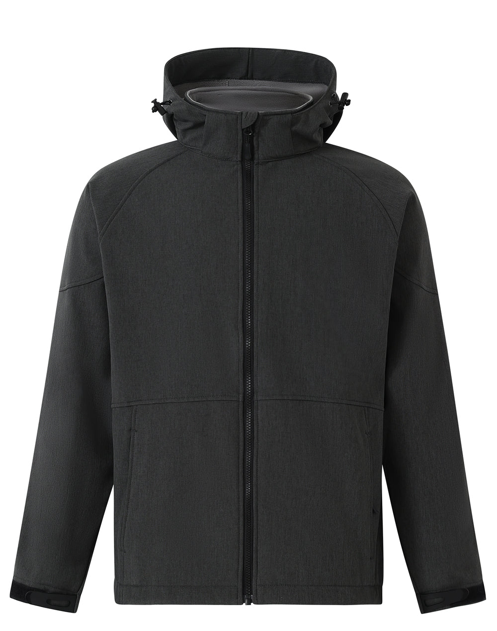 Kids' Softshell Full Zip Hoodie - JK33K - Marl Charcoal / Charcoal