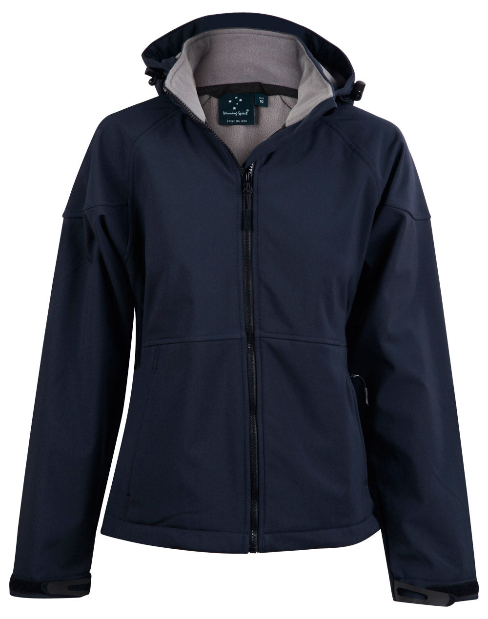 Ladies' Softshell Full Zip Hoodie - JK34 - Navy / Charcoal