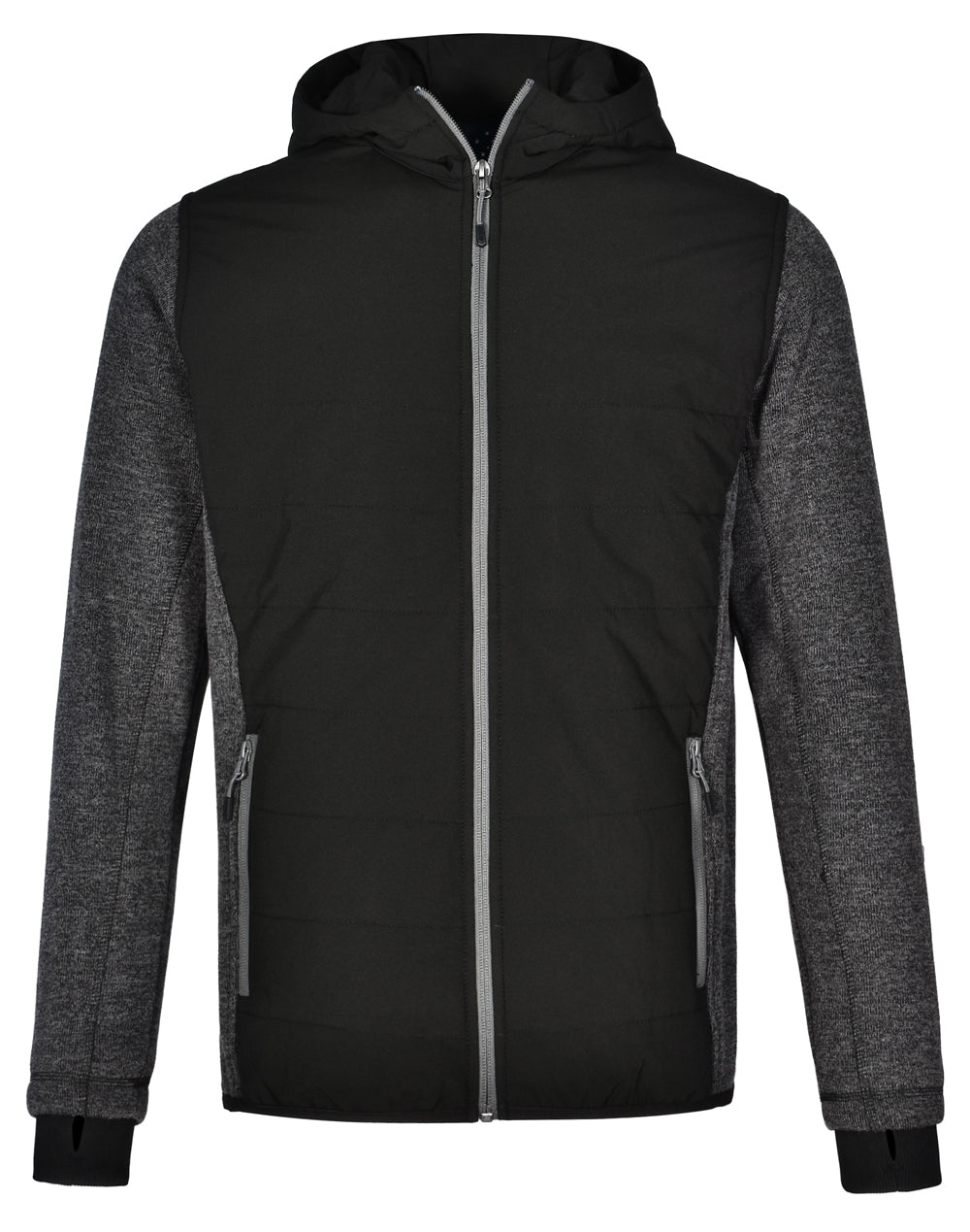 Men's Heather Sleeve/Quilted Body Jacket - JK43 - Black