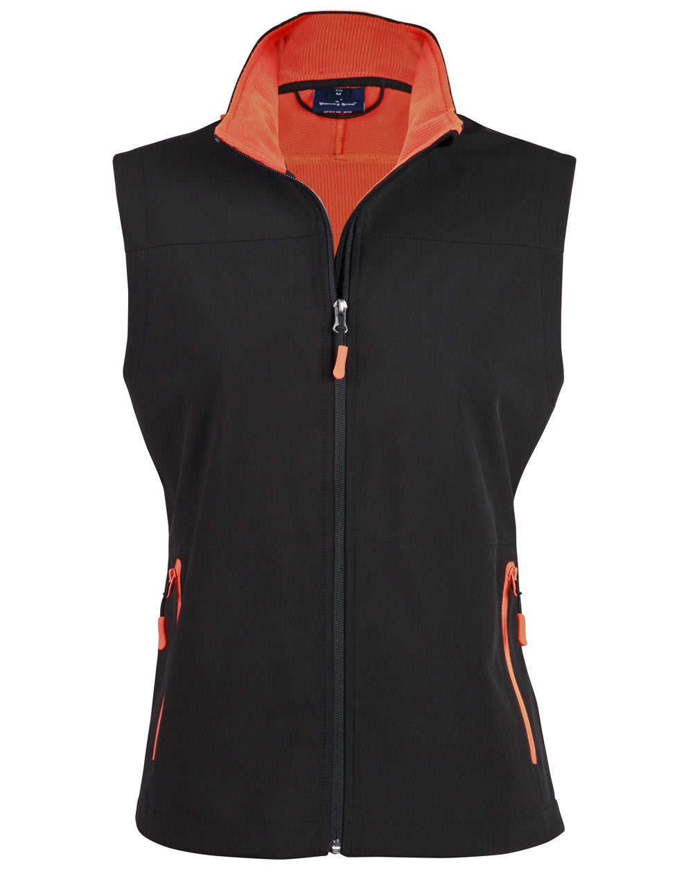 Men's Softshell Contrast Vest - JK45 - Black / Orange