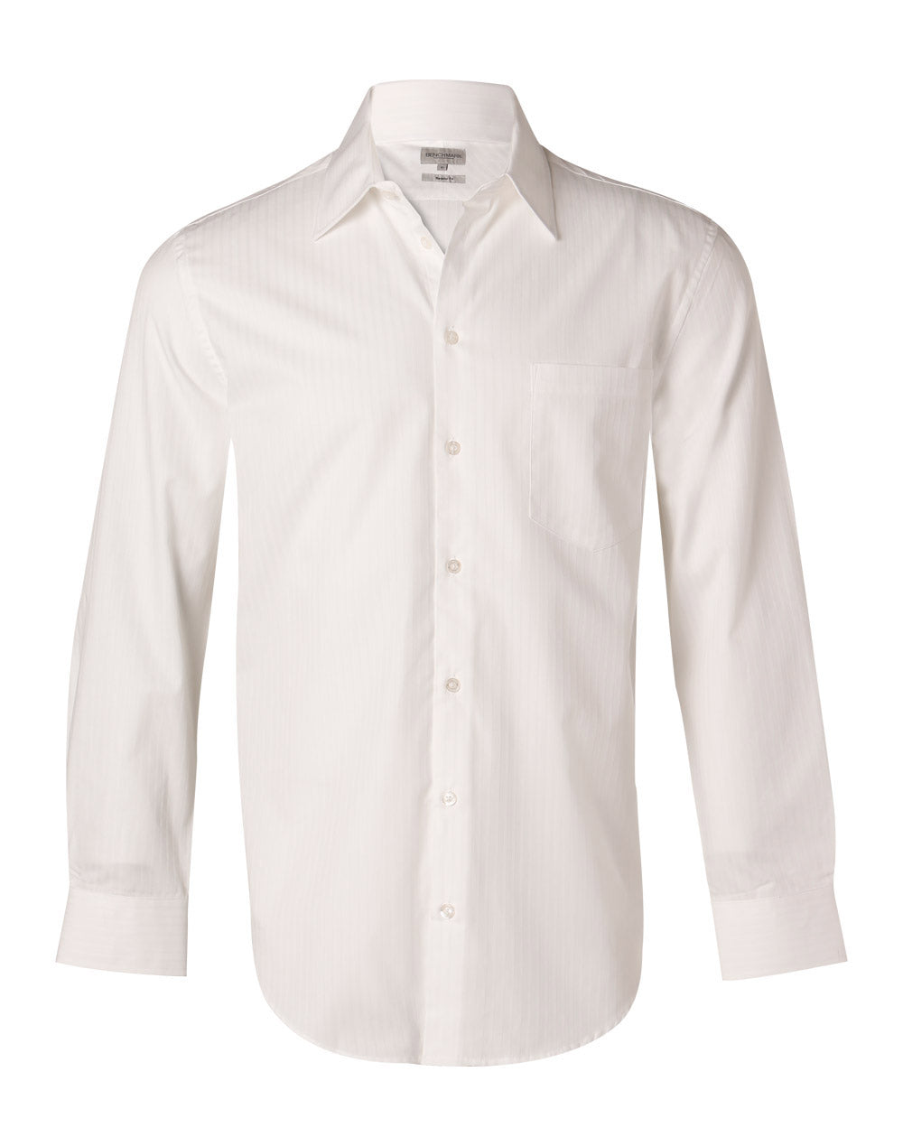 Men's Self Stripe L/S Shirt - M7100L - White