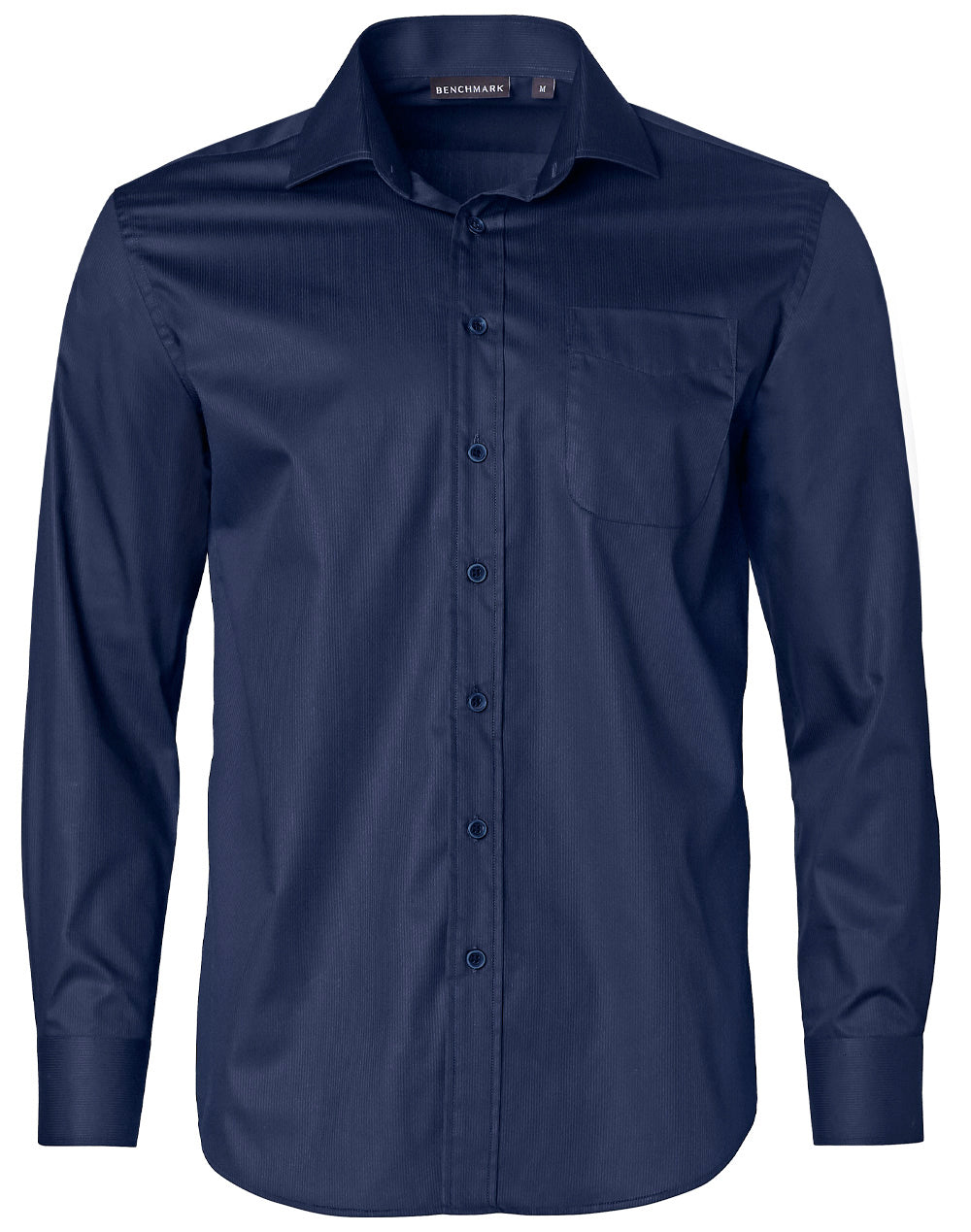 Men's Dobby Striped Taped L/S Shirt - M7110L - Navy