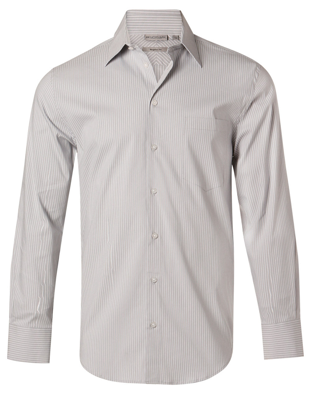 Men's Ticking Stripe L/S Shirt - M7200L - Grey / White