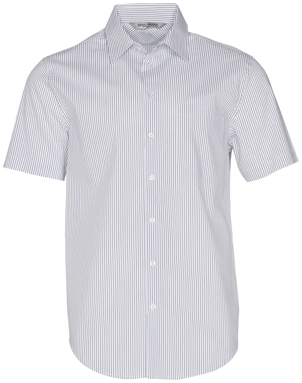 Men's Ticking Stripe S/S Shirt - M7200S - White / Blue