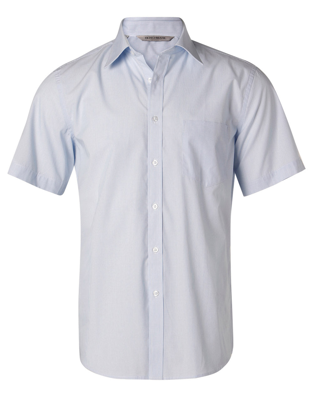 Men's Fine Stripe S/S Shirt - M7211 - Pale Blue