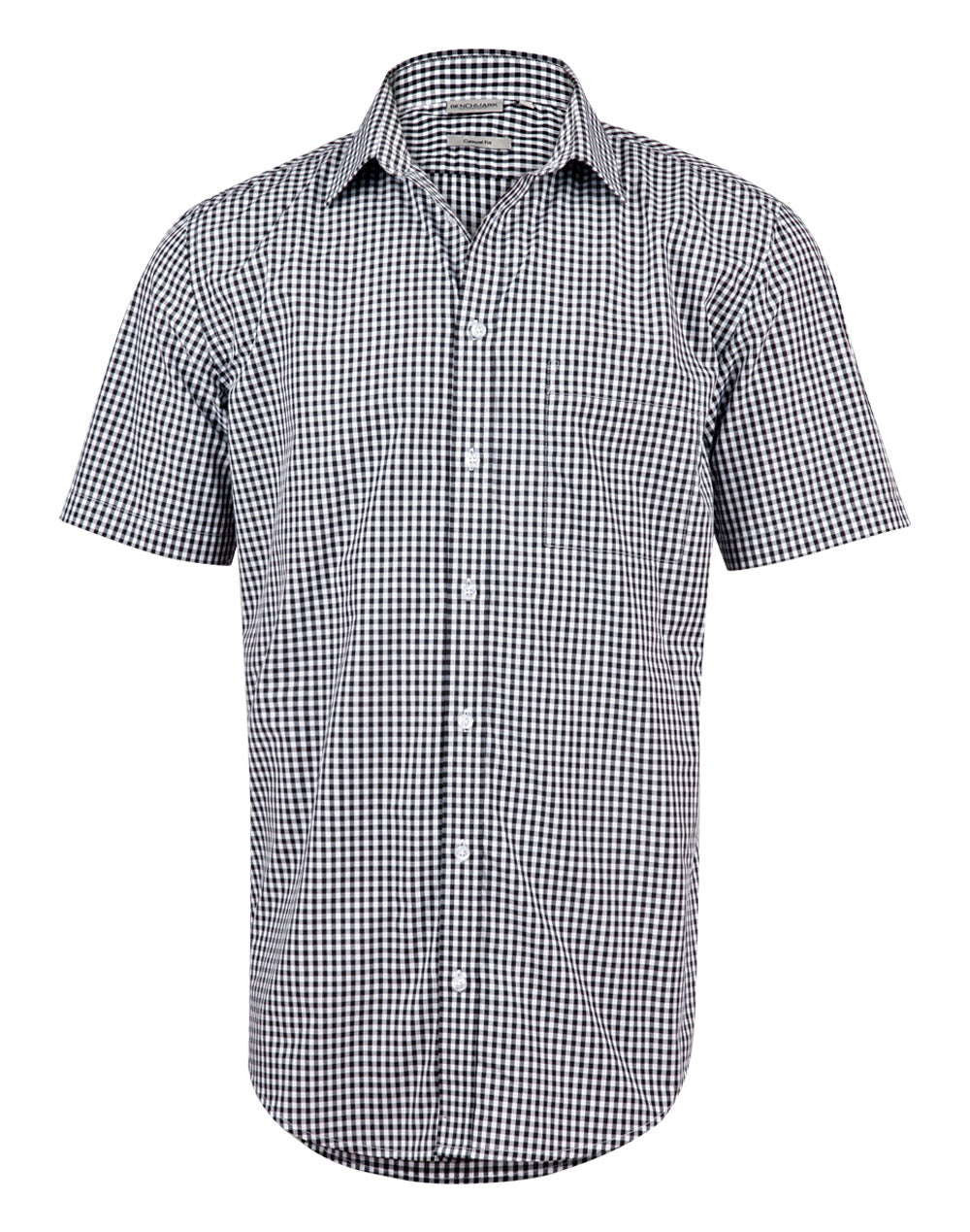 Men's Gingham Check S/S Shirt - M7300S - Black / White