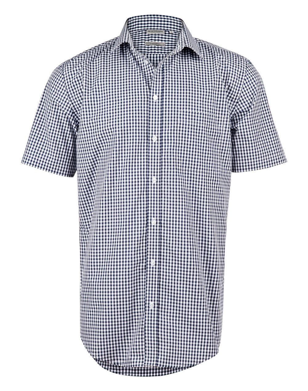Men's Gingham Check S/S Shirt - M7300S - Navy / White