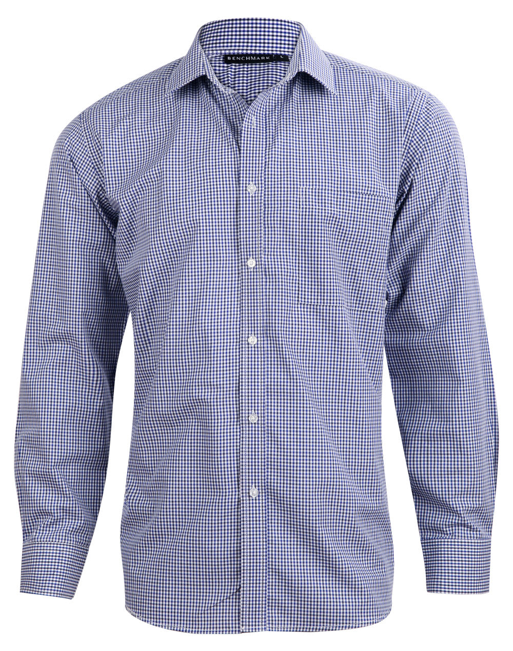 Men's Two Tone Check L/S Shirt - M7320L - Black / White / Navy