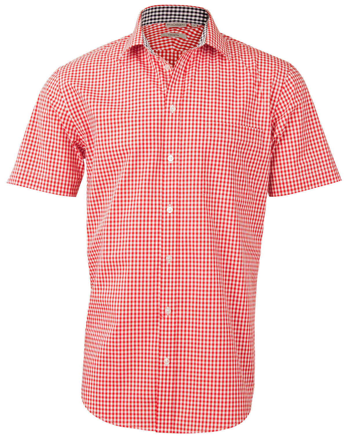 Men's Gingham Check S/S Shirt - M7330S - Red / White