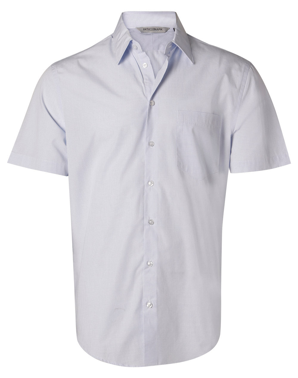 Men's Mini Check S/S Shirt - M7360S - Pale Blue