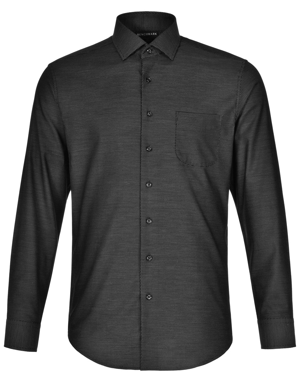 Men's Pin Dot Stretch L/S Shirt - M7400L - Black