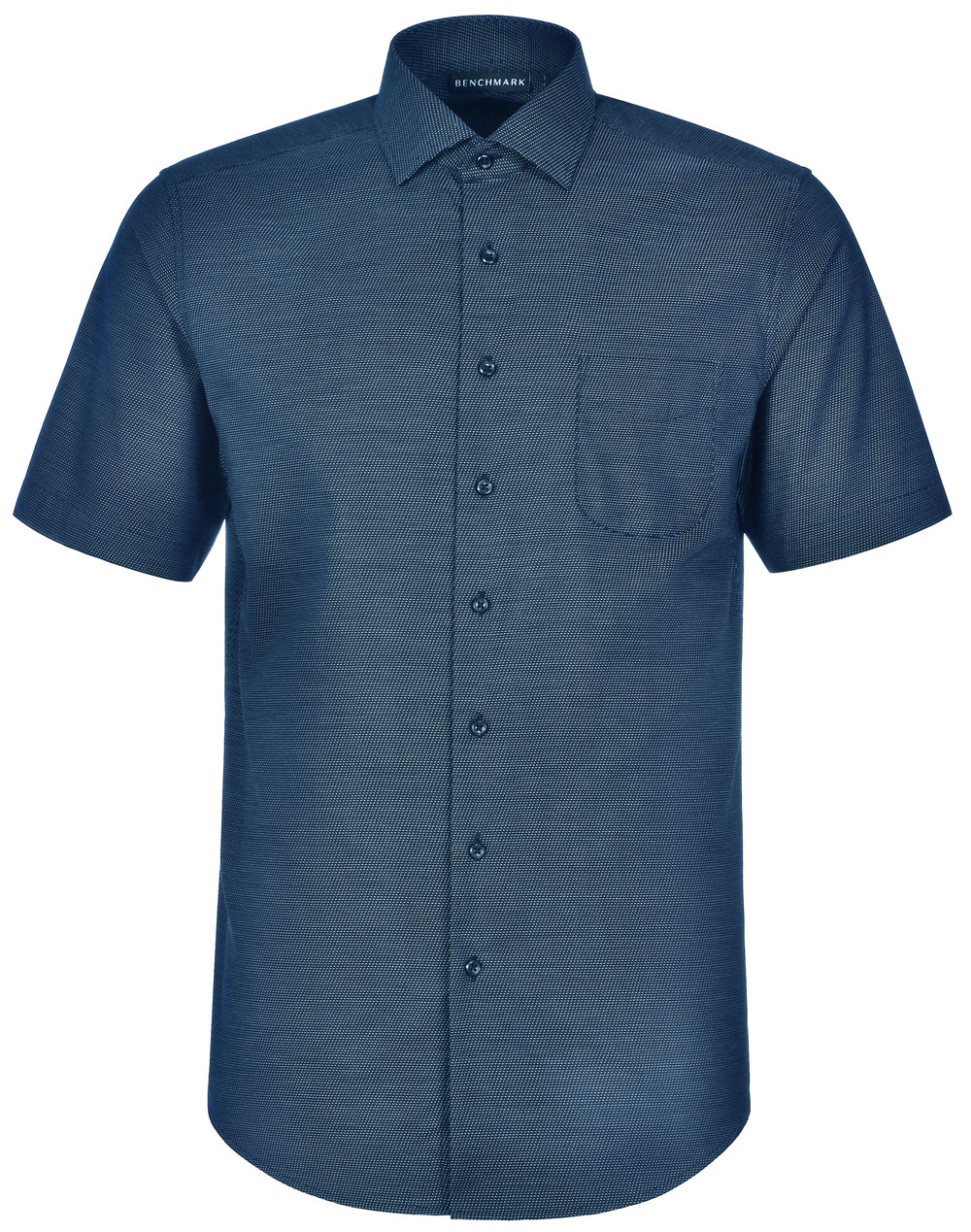 Men's Pin Dot Stretch S/S Shirt - M7400S - Ocean Blue