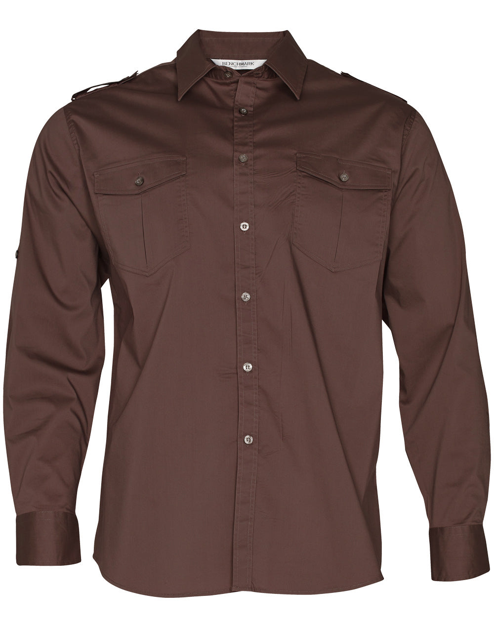Men's Long Sleeve Military Shirt - M7912 - Mocha