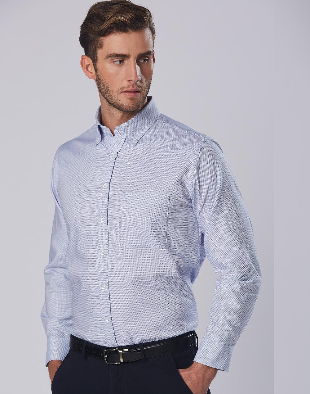 Benchmark Men's Dot Contrast Long Sleeve Shirt M7922