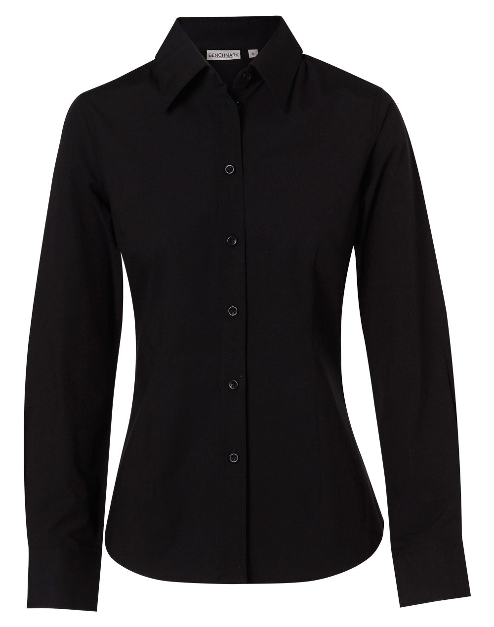 Women's Cotton/Poly Stretch L/S Shirt - M8020L - Black