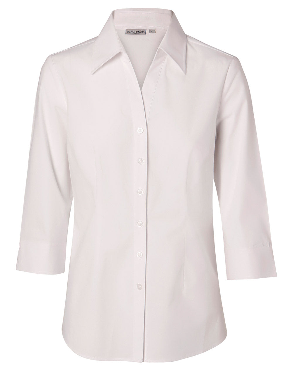 Women's Fine Twill 3/4 Sleeve Shirt - M8030Q - White