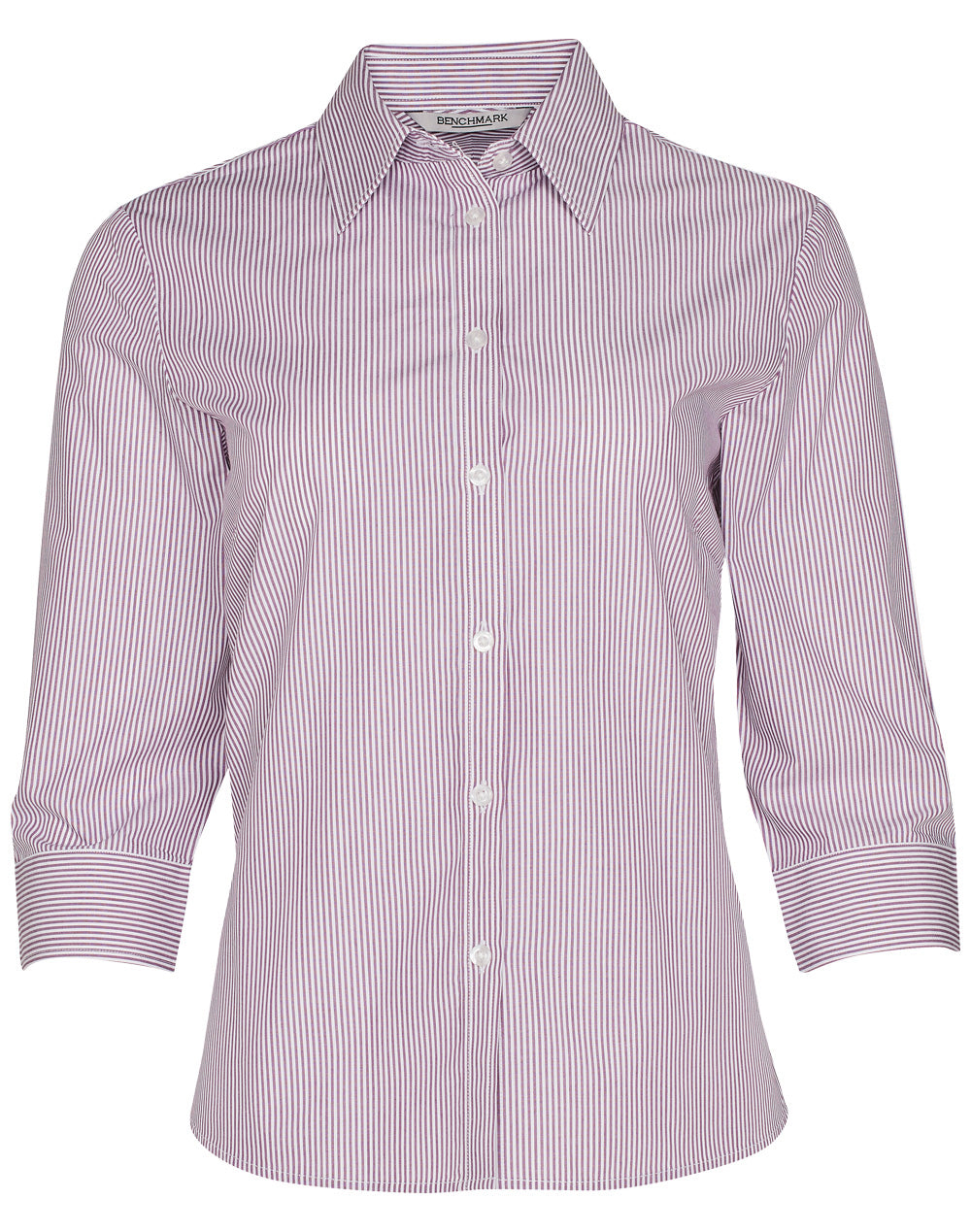 Women's Balance Stripe 3/4 Sleeve Shirt - M8233 - Violet / White