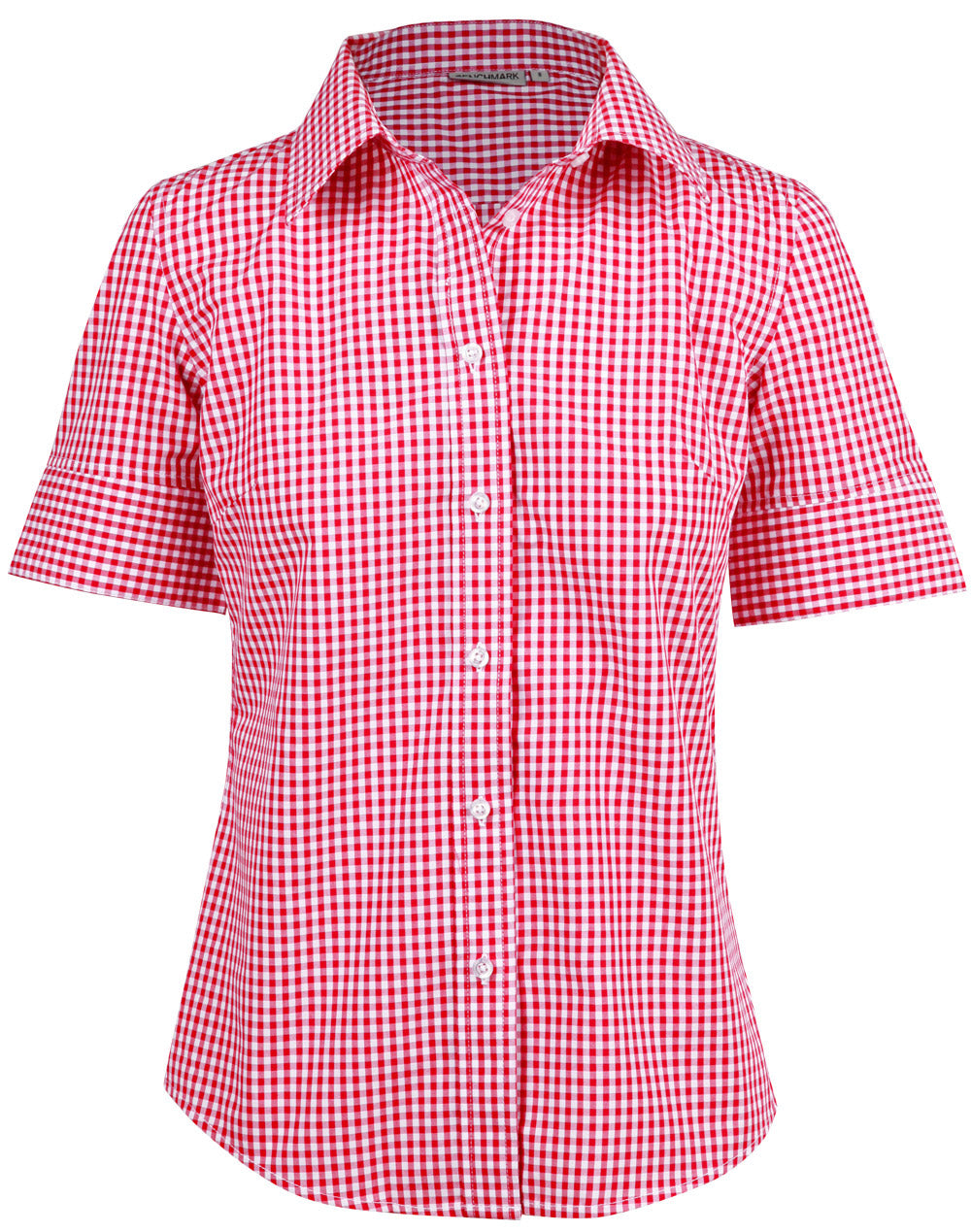 Women's Gingham Check S/S Shirt - M8300S - Red / White