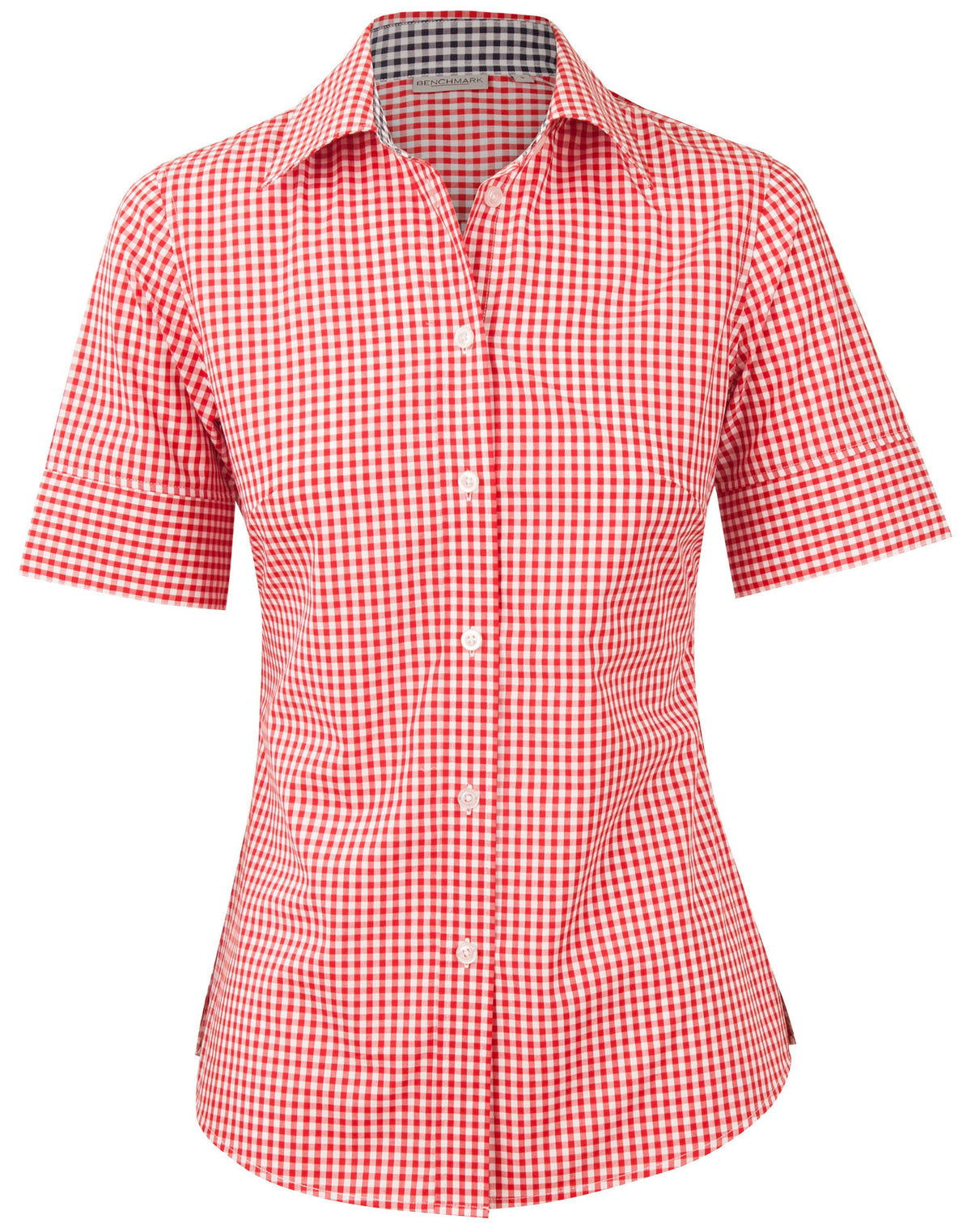 Women's Gingham Check S/S Shirt - M8330S - Red / White