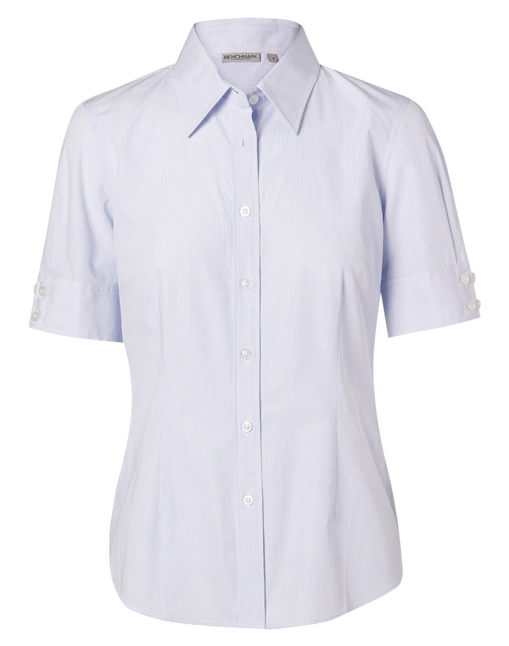 Women's Mini Check S/S Shirt - M8360S - Pale Blue