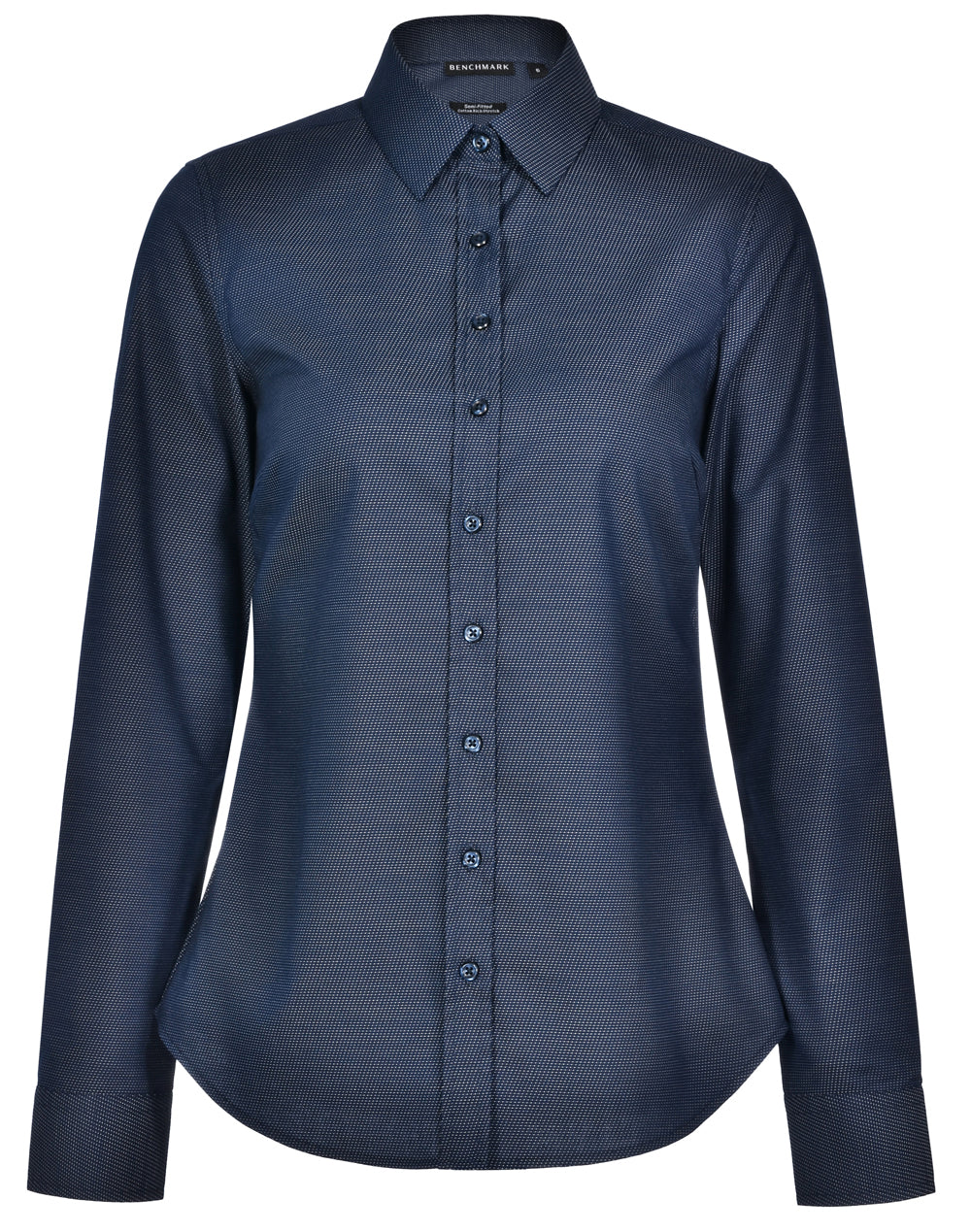 Ladies' Pin Dot Stretch L/S Shirt - M8400L - Navy