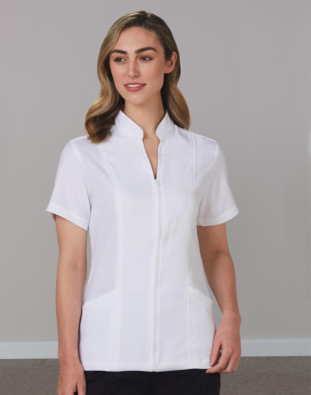 Benchmark Women's Full Zip Front Short Sleeve Tunic M8636S