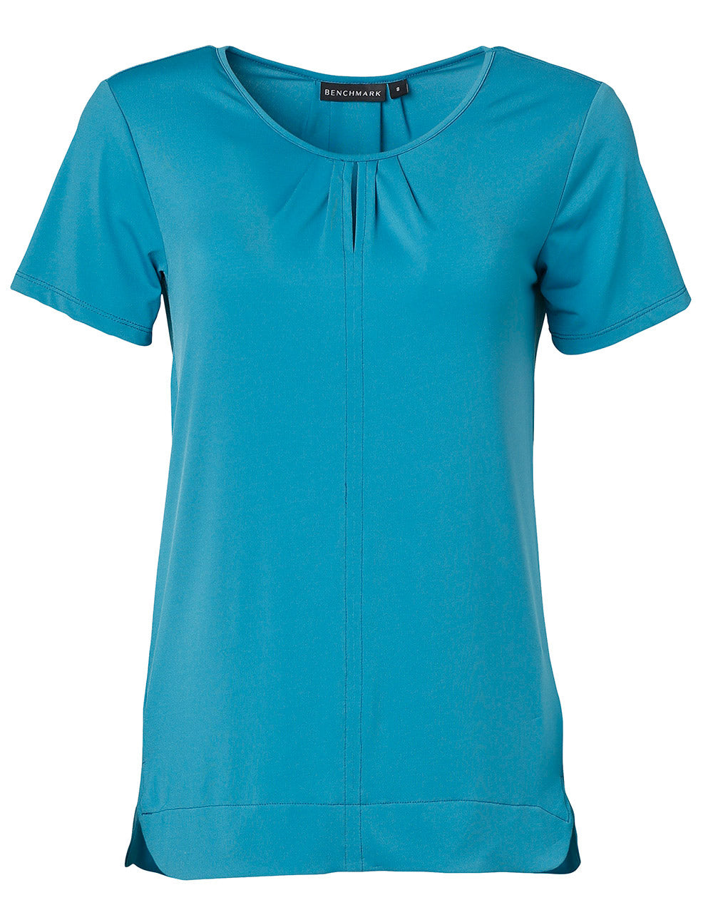 Ladies' Round Neck with Pleats S/S Knit Top - M8850 - Pagoda