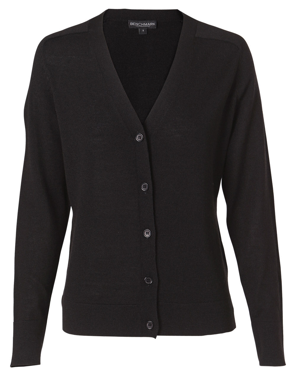 Women's 100% Merino Wool L/S Cardigan - M9602 - Black