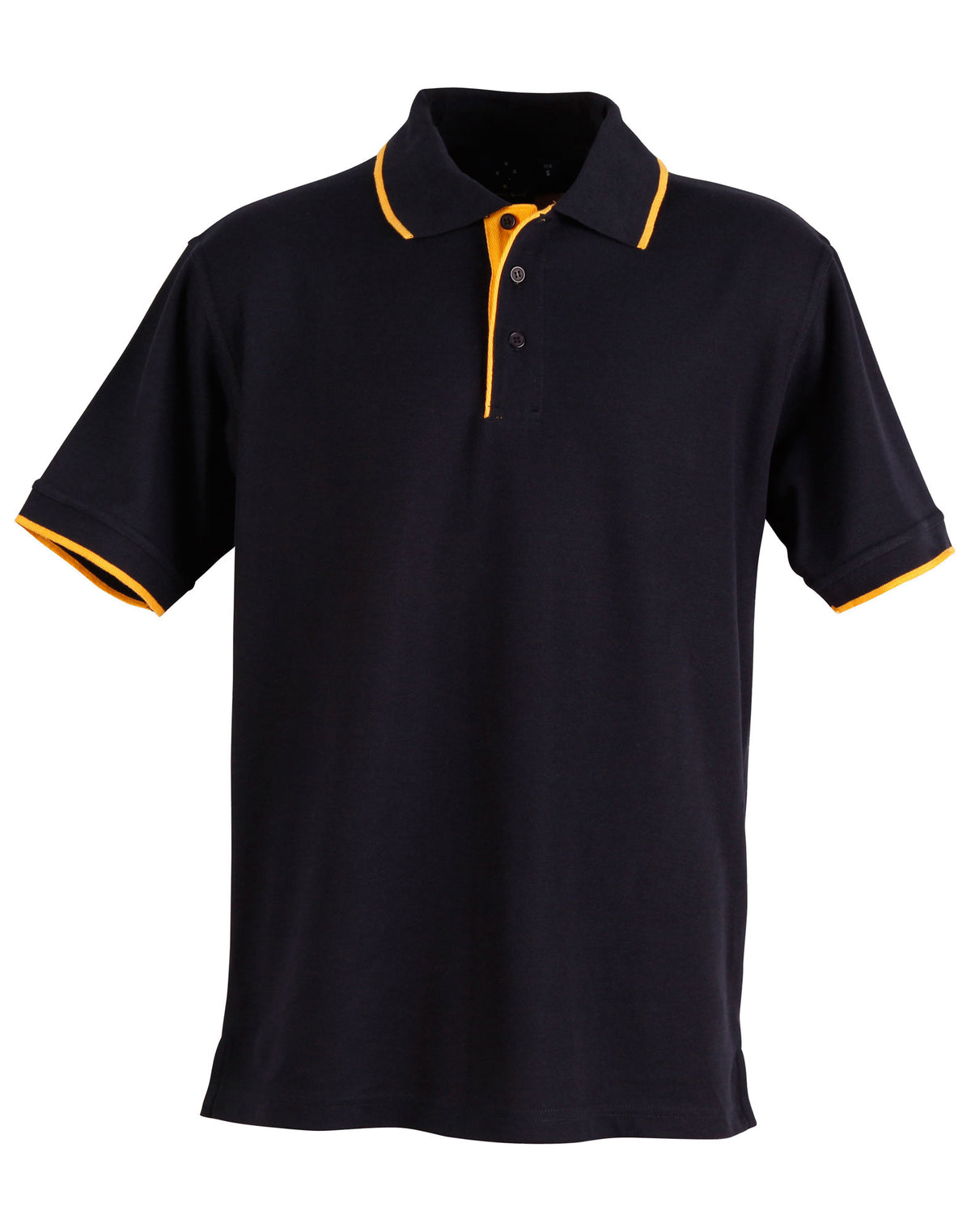 Mens S/L pique polo contrast - PS08 - Navy / Gold