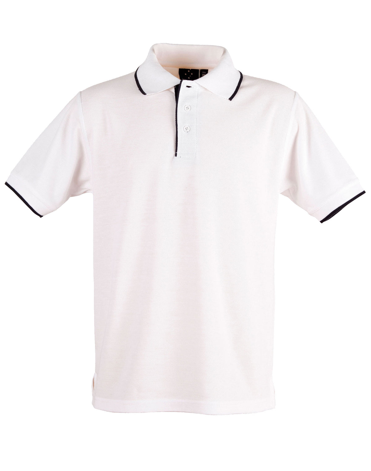 Mens S/L pique polo contrast - PS08 - White / Navy