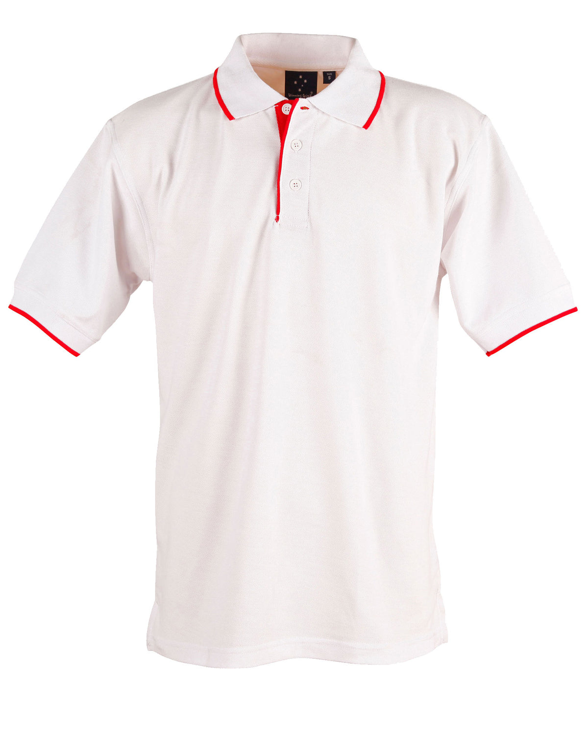 Mens S/L pique polo contrast - PS08 - White / Red