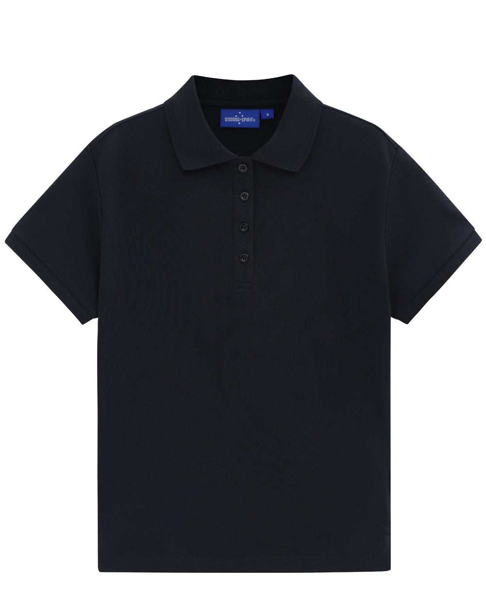 Womens Classic Cotton/Poly Pique Short Sleeve Polo - Black - View