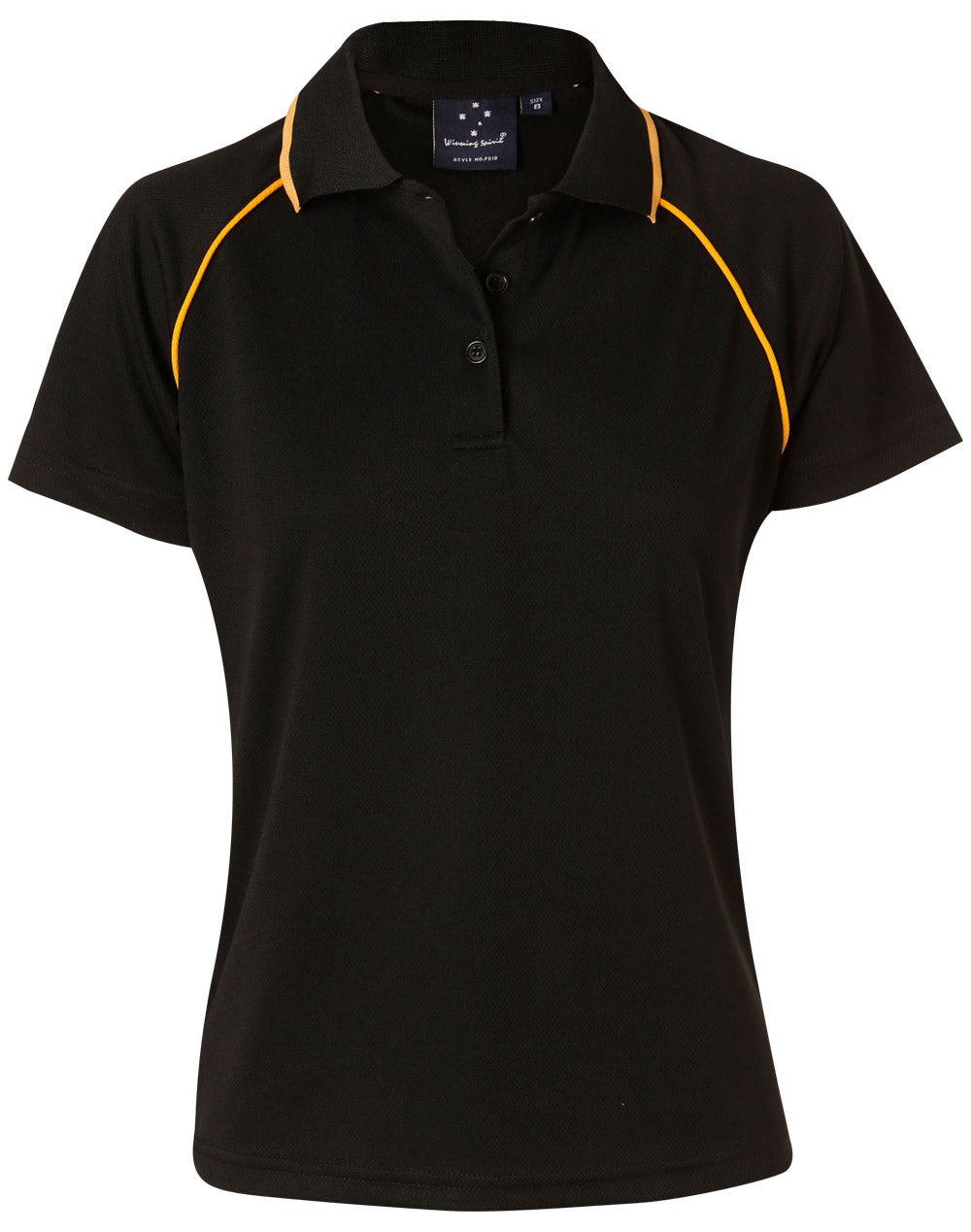 ladies cooldry raglan S/S polo - PS19 - Black / Gold