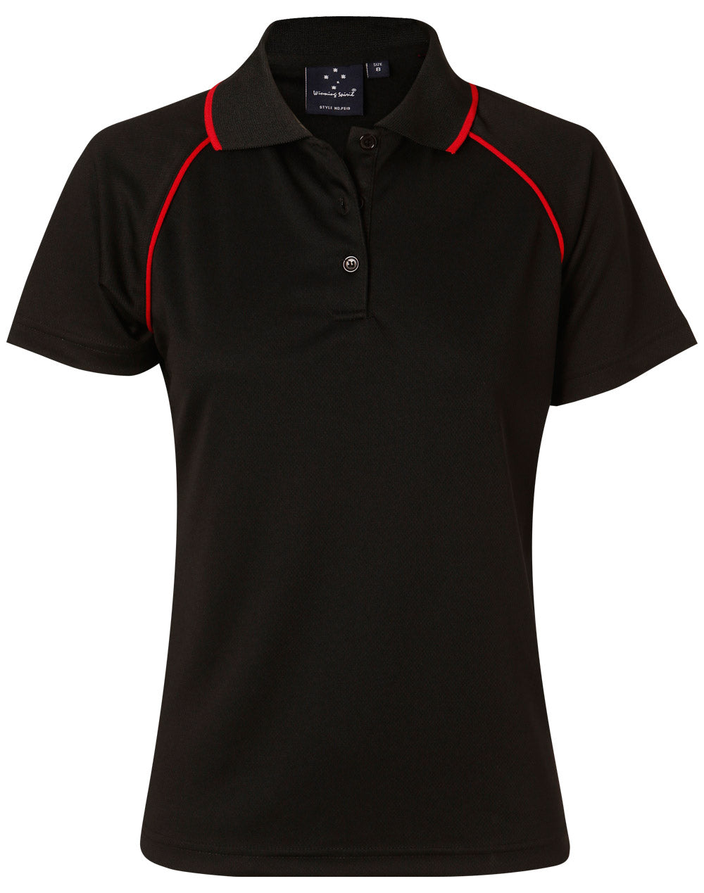 ladies cooldry raglan S/S polo - PS19 - Black / Red