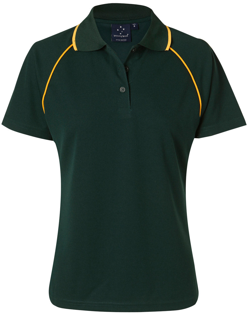 ladies cooldry raglan S/S polo - PS19 - Bottle / Gold