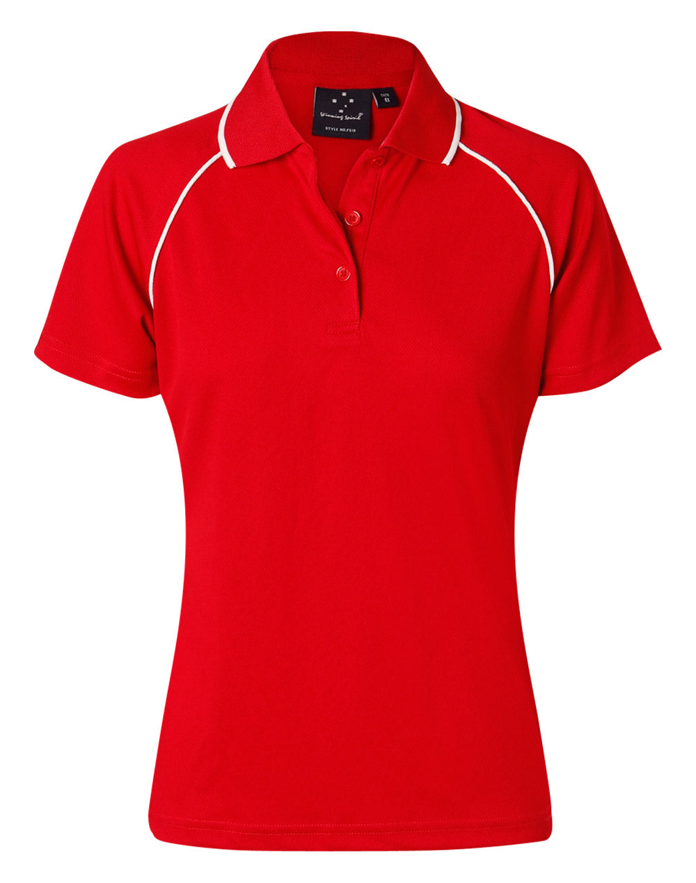 ladies cooldry raglan S/S polo - PS19 - Red / White