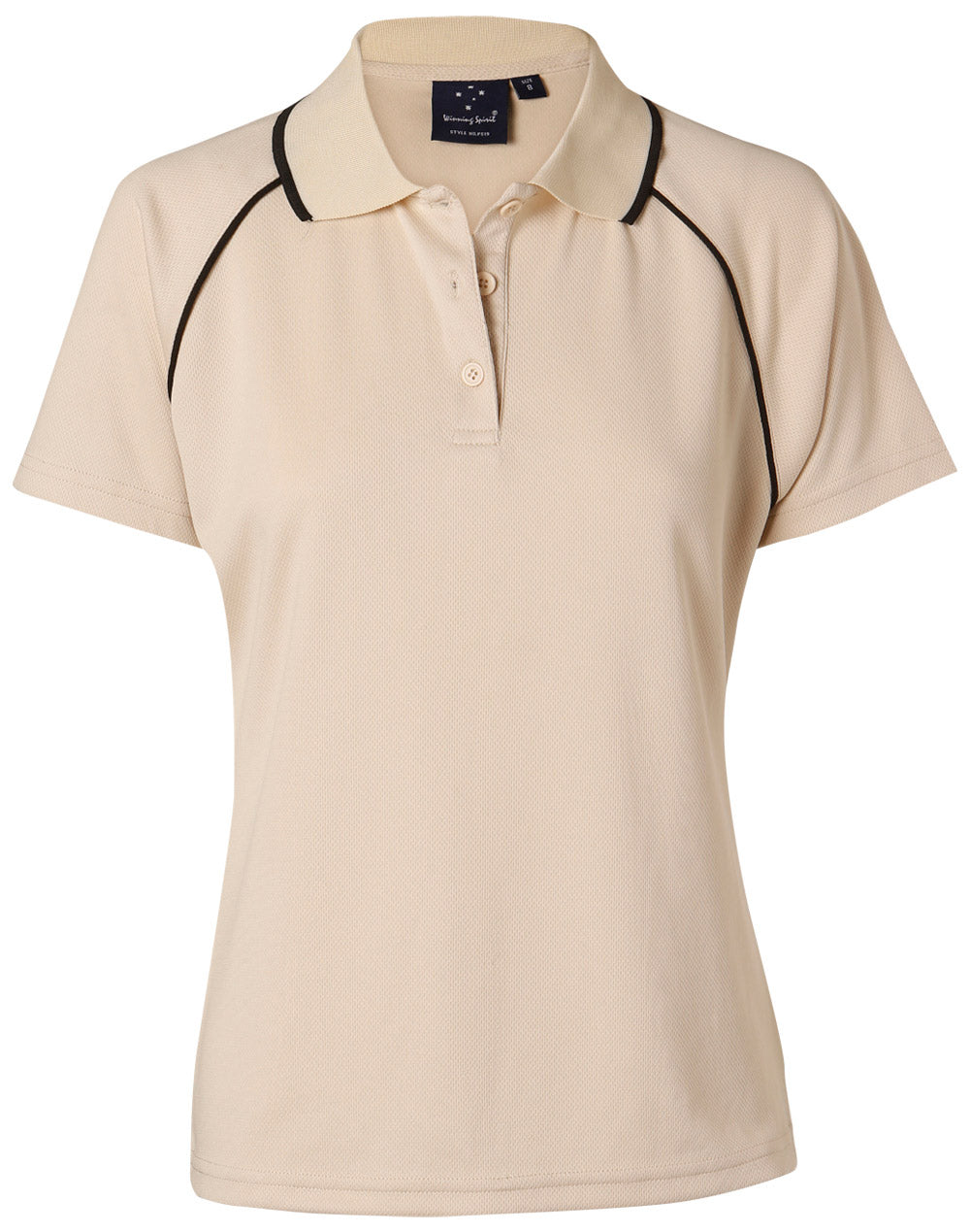 ladies cooldry raglan S/S polo - PS19 - Stone / Black