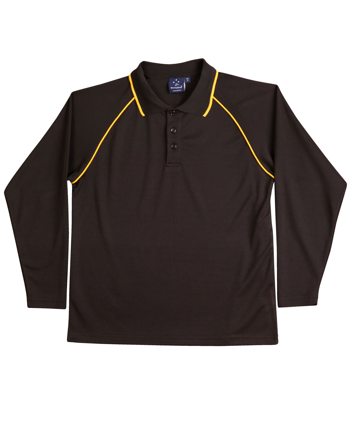 Kid's cooldry raglan L/S polo - PS43K - Black / Gold