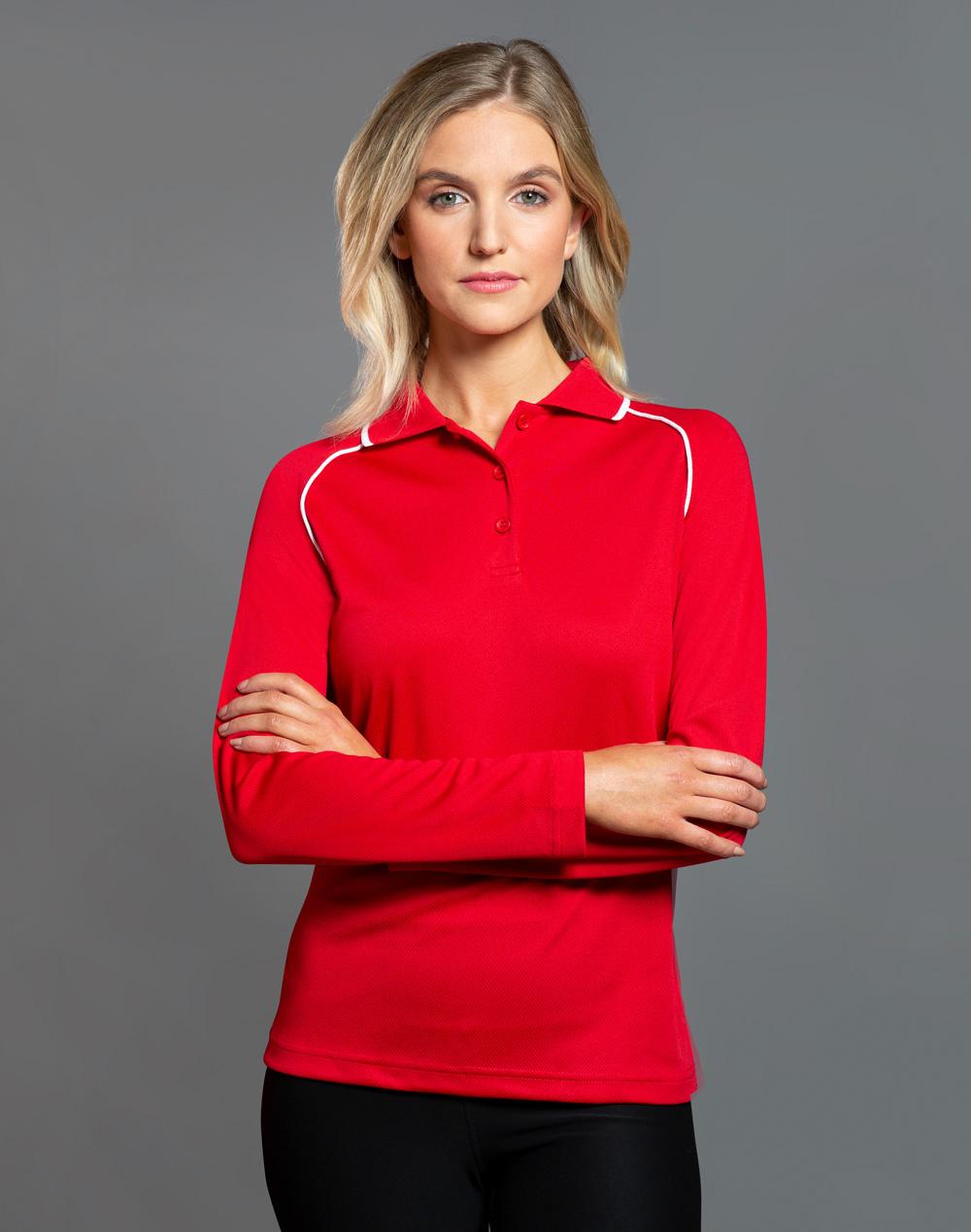Winning Spirit Ladies' cooldry raglan L/S polo PS44