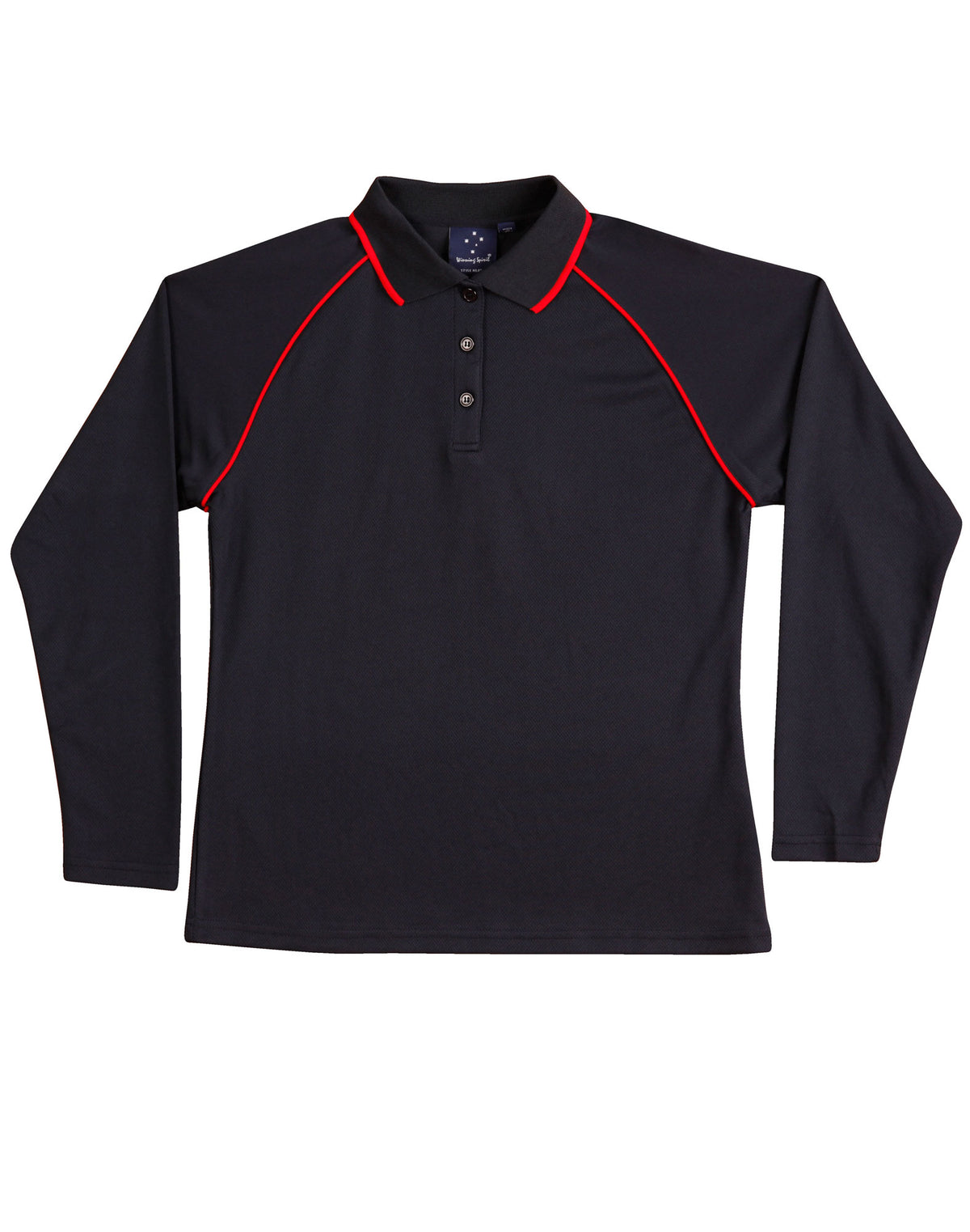 Ladies' cooldry raglan L/S polo - PS44 - Navy / Red