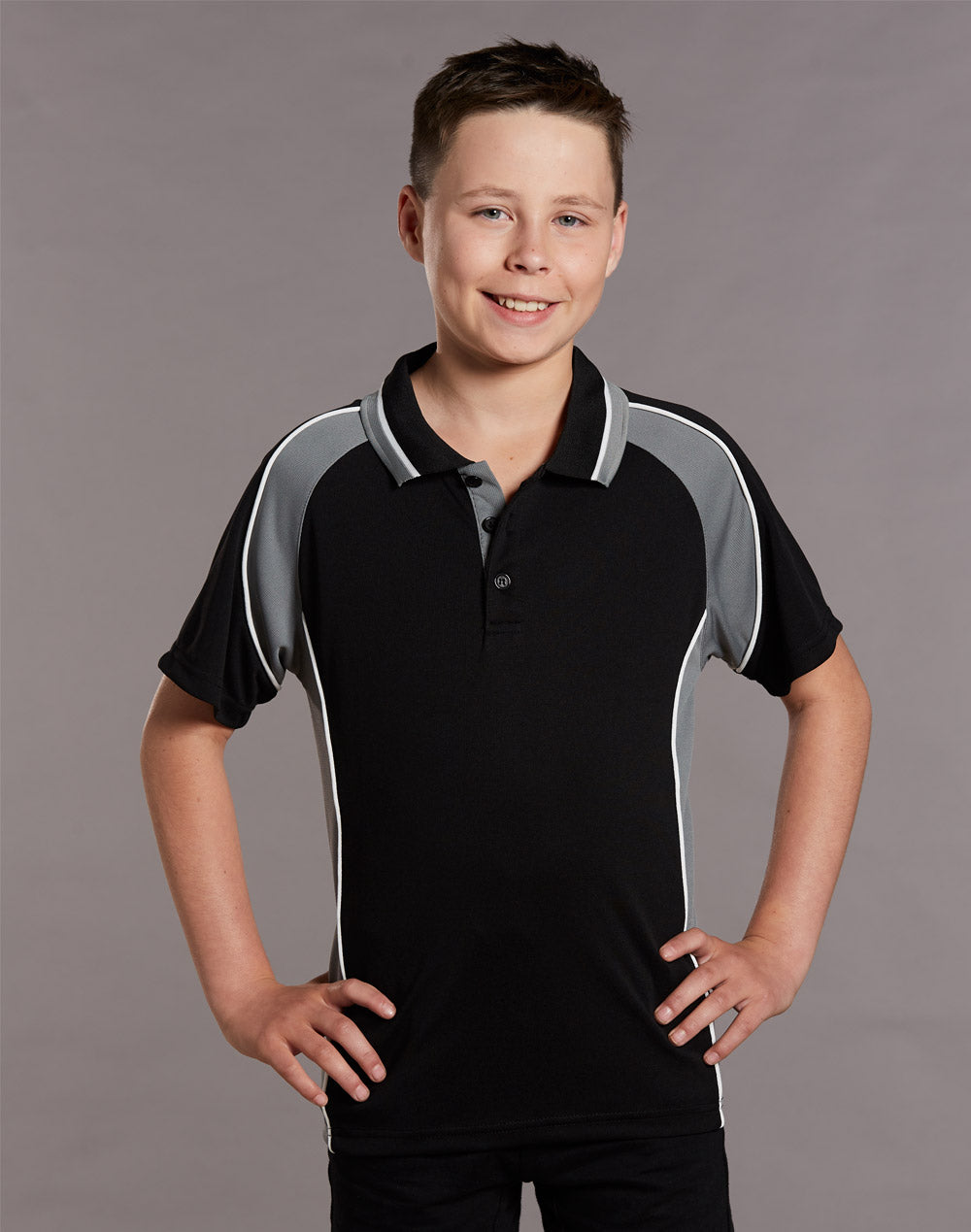 Kids' mini waffle CoolDry Polo - PS49K - Winning Spirit