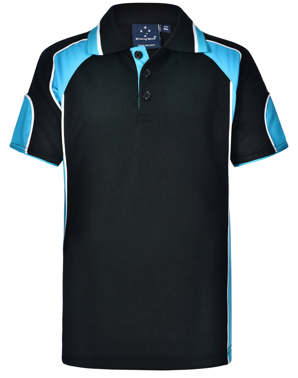 Kid's Cooldry Contrast Polo With Sleeve Panel - PS61K - Navy / Aqua Blue