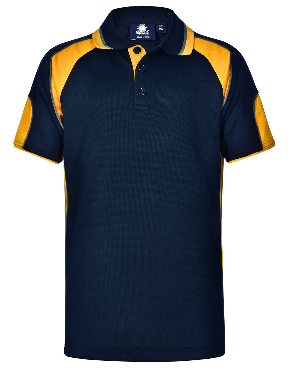 Kid's Cooldry Contrast Polo With Sleeve Panel - PS61K - Navy / Gold