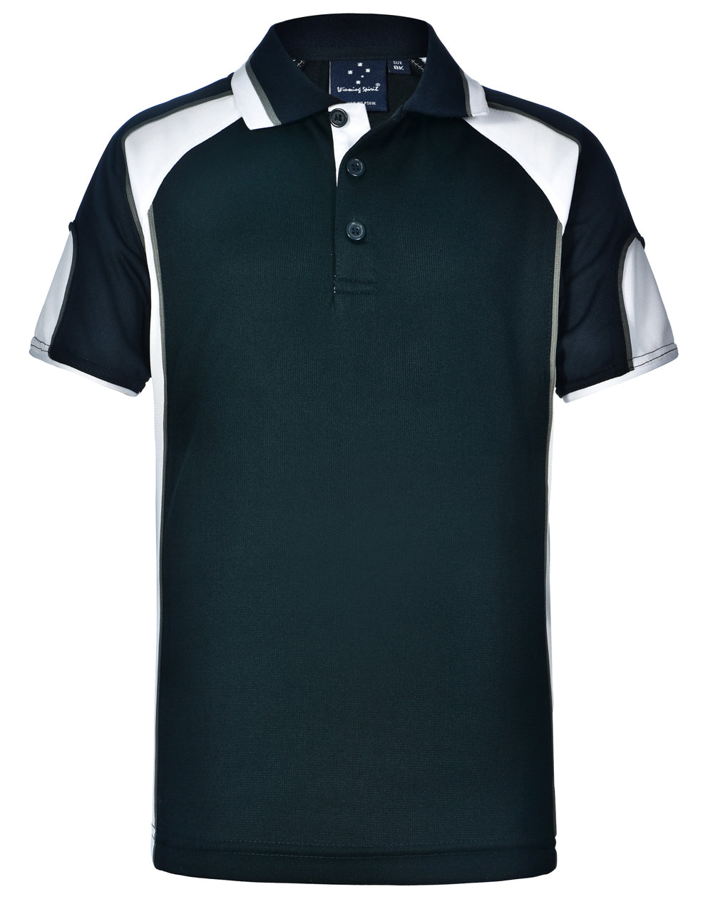 Kid's Cooldry Contrast Polo With Sleeve Panel - PS61K - Navy / White