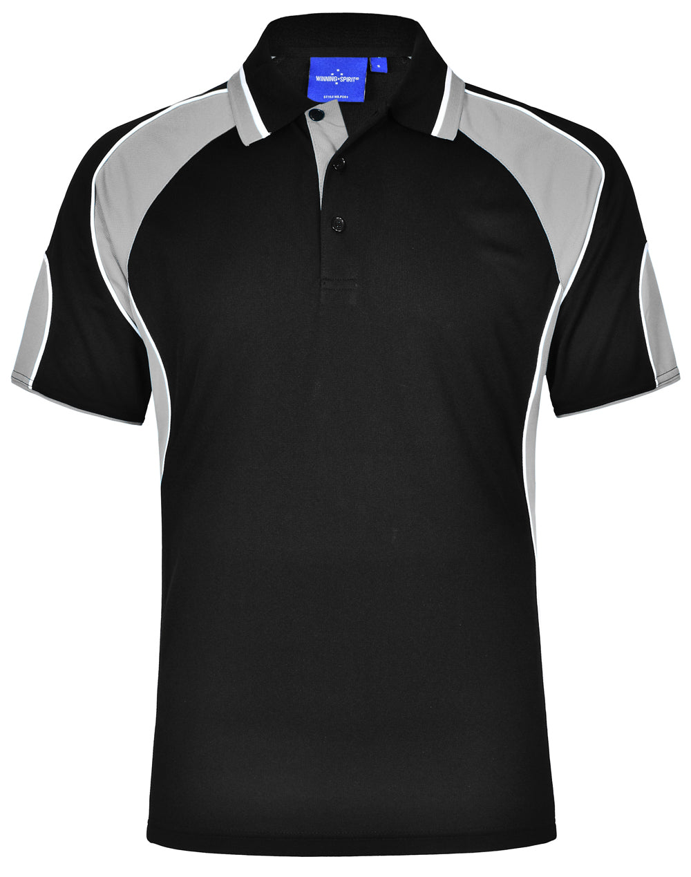 Men's Cooldry Contrast Polo With Sleeve Panel - PS61 - Black / Ash
