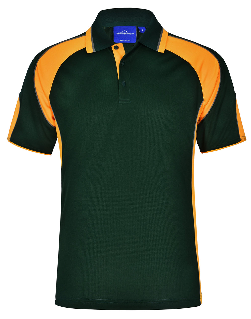Men's Cooldry Contrast Polo With Sleeve Panel - PS61 - Bottle / Gold